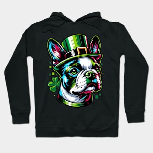 Boston Terrier Celebrates Saint Patrick's Day Joyfully Hoodie